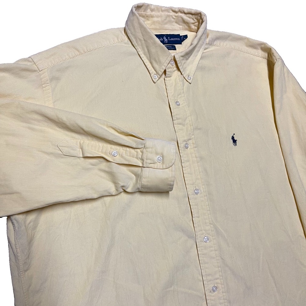 Polo Ralph Lauren Shirt Mens Large Yellow Corduroy Blake Button Down Vintage